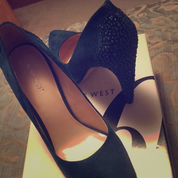 Nine West Shoes - Green Rhinestone Pumps.